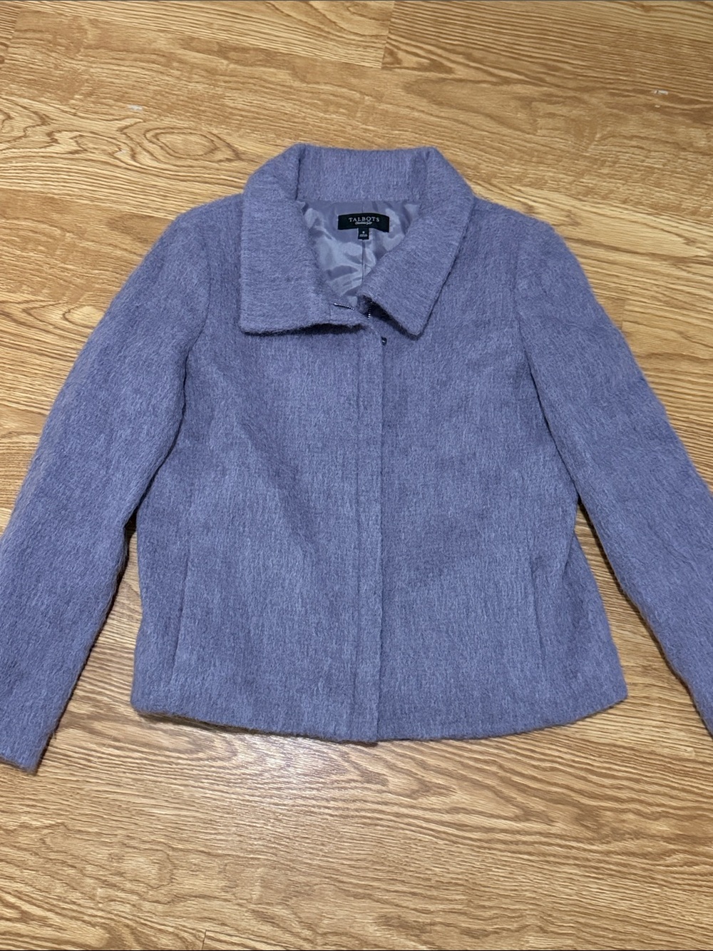 Talbots Lavender Wool and Alpaca Plush Teddy Jacket with Classic Collar